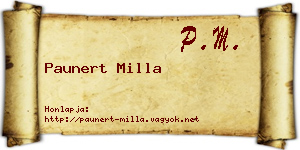 Paunert Milla névjegykártya